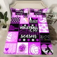 thumbnail image 2 of jejeloiu Girls Volleyball Twin Sheet Set,Purple Splashing Ink,Luxury Decor,3-Piece, 2 of 7