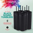 thumbnail image 3 of CraftyBook 16oz Black Skinny Tumblers with Lids and Straws - Bulk 32 Pack, 3 of 7