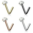 thumbnail image 5 of Nose Ring Stud L Bend Shape Surgical Steel Screw Heart CZ Gem 1pc 20G 18G 6MM, 5 of 5