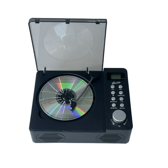 CD Player Retro Dual Speakers Bluetooth 5.3 Speakers Fever-Grade Integrated CD Player Audio USB TF Card FM AUX Black