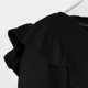 thumbnail image 4 of Camiseta holgada informal de manga larga con cuello en V y volantes (negro), 4 of 6