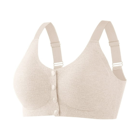 Kyusrd Front open bras for women Middle-Aged Elder Woman Wirefree Bra Front Button Closeure Soft Cotton Bra for Mom Grandma Gift Bra