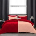 thumbnail image 2 of D.N.G. BEDDINGS 3 Piece Luxury Reversible Diamond Pattern Comforter Set Premium Super Soft, All Season 800 TC, 100% Egyptian Cotton Full/Queen Size Peach/Red Solid Color, 2 of 7