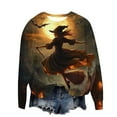 thumbnail image 4 of Halloween Witch Sweatshirt for Women Long Sleeve Pullover Fall Graphic Top Spooky Costume Hoodie, 4 of 4