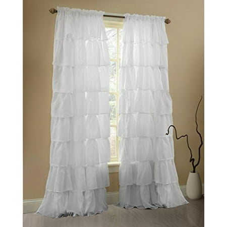 Gee Di Moda White Ruffle Curtains Gypsy Lace Curtains for Bedroom Curtains for Living Room - White 60x63 inch Ruffled Curtains for Kids Room Shabby Chic Curtain for Nursery Kids Curtains for (Best Window Treatments For Nursery)