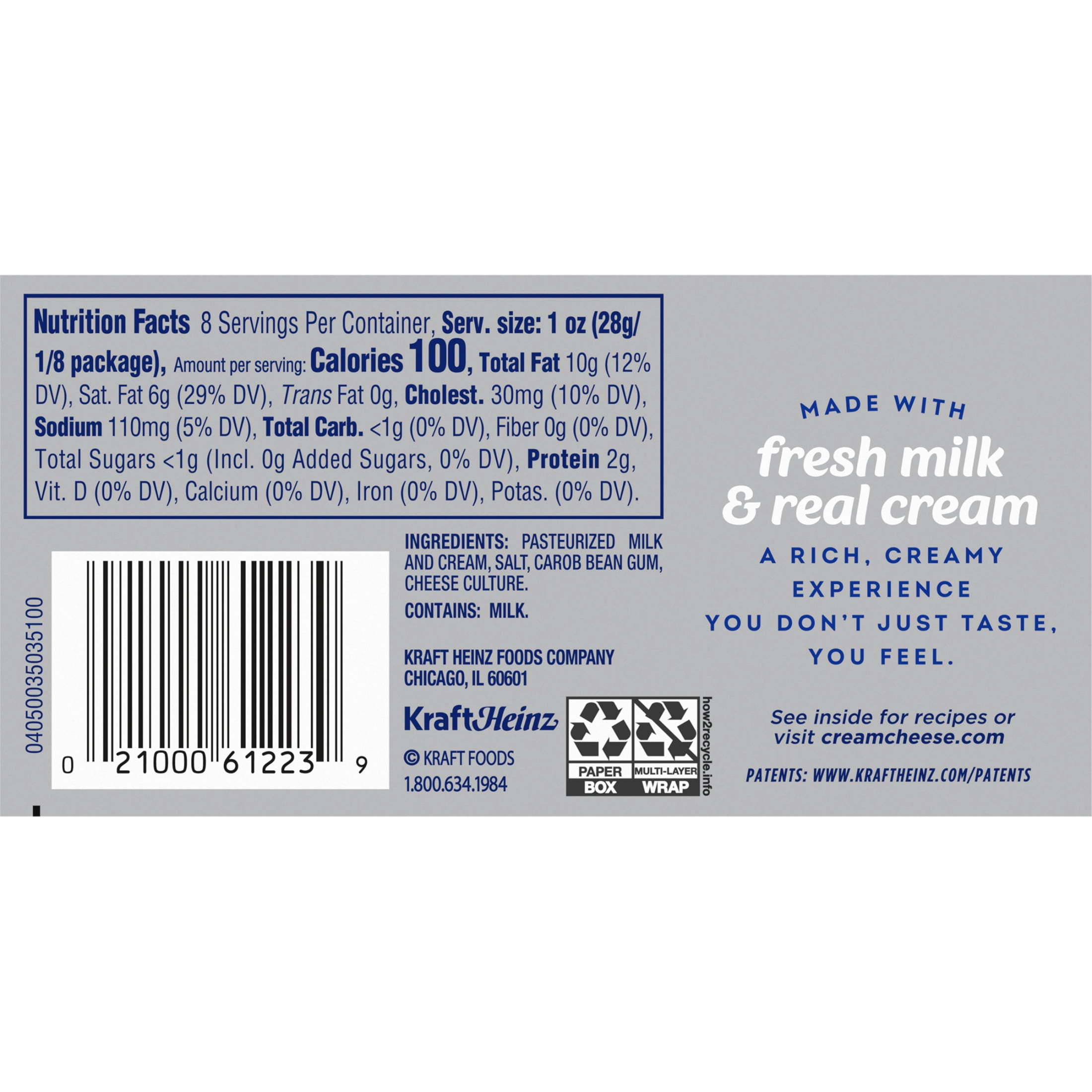 Philadelphia Cream Cheese, 1 Block, for Recipes and Baking, Original Style, No Artificial Preservatives, Flavors or Dye, 8 oz