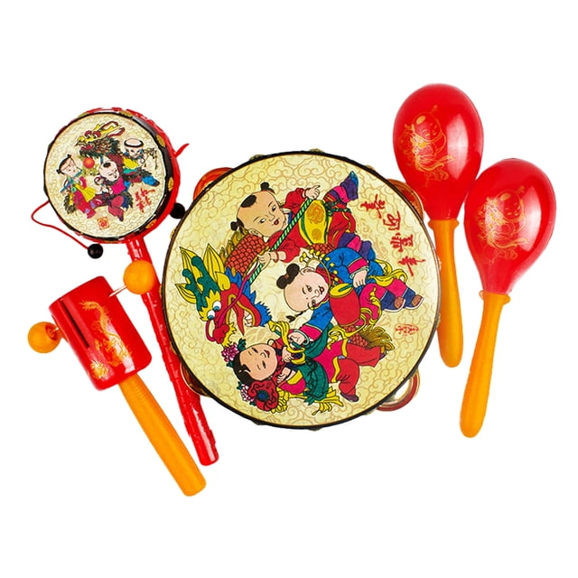 5pcs Baby Early Education Toys Spin Drums Baby Shaker Toys (Color surtido)