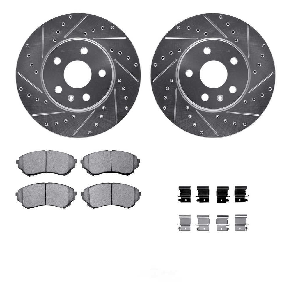 Dynamic Friction Company 7512-46018 DFC Rotors-Drilled and Slotted-Silver with 5000 Advanced Brake