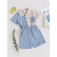 thumbnail image 3 of Coduop Toddler Baby Boys Button-down Shirt Tops + Shorts Summer Outfit 2PCS with Pockets, 3 of 7