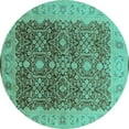 thumbnail image 1 of Ahgly Company Indoor Round Oriental Turquoise Blue Industrial Area Rugs, 8' Round, 1 of 4