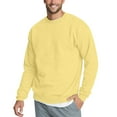 thumbnail image 2 of Domuza Mens Crewneck Sweatshirts Casual Long Sleeves Soft Cotton Blend Pullover Sweatshirt Trendy Warm Basic Loose Fit Solid Blouse Gold XL, 2 of 5