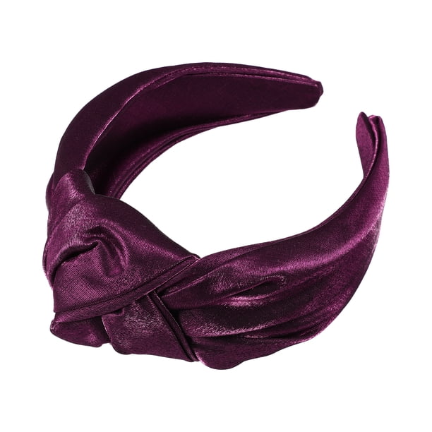 Bandas anchas anudadas brillantes para la cabeza, diadema para mujer, aro para el cabello, púrpura