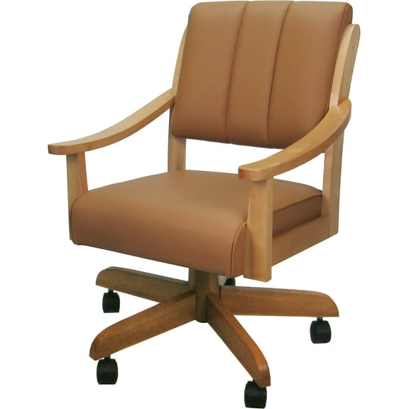 Leather Casa Caster Solid Wood Dining Chair - Brown on Honey