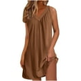 thumbnail image 3 of Bovxnpu Summer Dresses for Women, Womens Sleeveless Dress Sundresses Tank Dresses, Women Casual Nightgowns Sleeveless Soft Lightweight Sleep Dress Summer Comfy Pleated V-Neck Night Dresses, 3 of 7