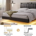 Tiptiper LED Floating Queen Bed Frame with Wall Mounted Headboard and