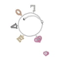 thumbnail image 2 of Delight Jewelry Baby Girl Pink Heart with Baby Feet Multi-Colored Crystal Love Charm Bracelet, 2 of 5