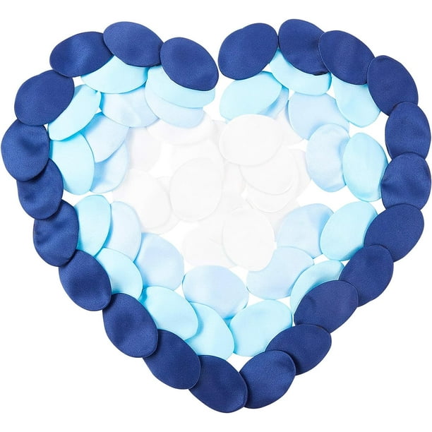 240 pétalos de rosa de seda artificiales para decorar bodas, fiestas y el hogar (colores azules mezclados).