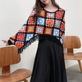 thumbnail image 4 of Hollow Out Crochet Knit Loose Sweater Long Sleeve Tassels Hem Cover Up Pullover Crop Top for Womens, 4 of 9