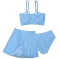 thumbnail image 3 of newwalpole Girl's 3 Piece Swimsuits O Ring Textured Bathing Suit with Sarong Cover Up Skirt Blue for Size 5-6 Years, 3 of 8
