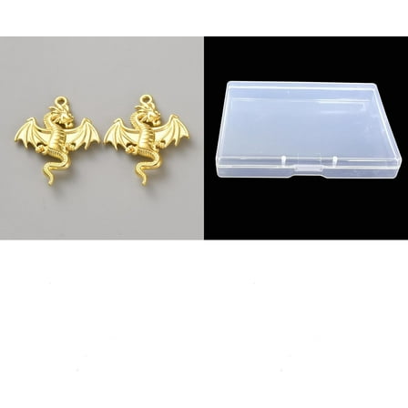 50Pcs Flying Dragon Charms Golden Demon Fire Dragon Totem Pendants Alloy Animal Bead Charms Chinese Zodiac Year Dragon Ornament for DIY Jewelry Making Necklace Bracelet Accessaries