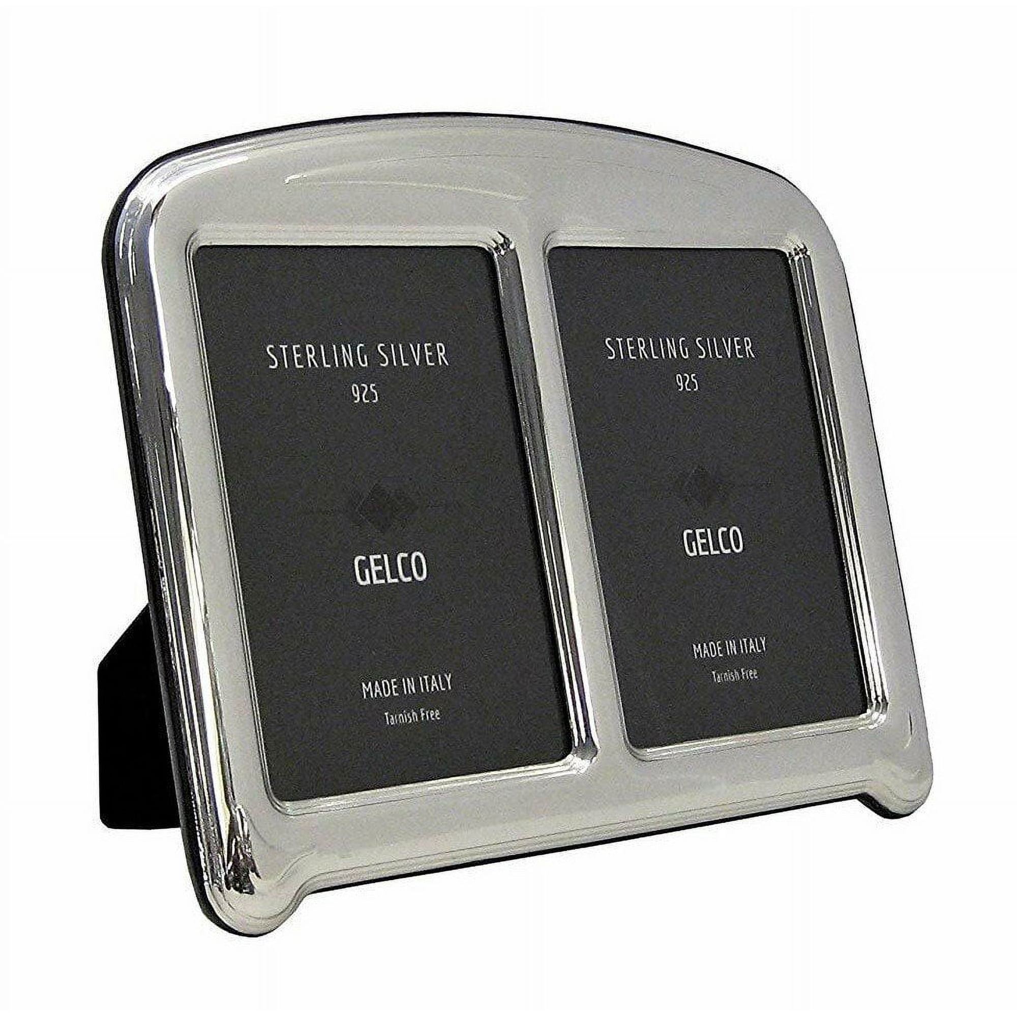 Italian 925 Sterling Silver & Wooden Glossy 4x6 Double Picture Frame