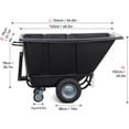 thumbnail image 4 of HPDMC Commercial Products Tilt Dump Truck - 850 lbs Capacity 1/2 Cu.Yd | 10" Wheels & 3" Casters Trash Cart | Trash Recycling Cart for Construction Sites & Industrial Transport, 4 of 9