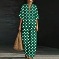 thumbnail image 2 of Women's Dressy Polka Dots 2 Piece Outfits - V Neck Shawl Collar Blouses & Wide Leg Pants Lounge Sets with Pockets, 2 of 6