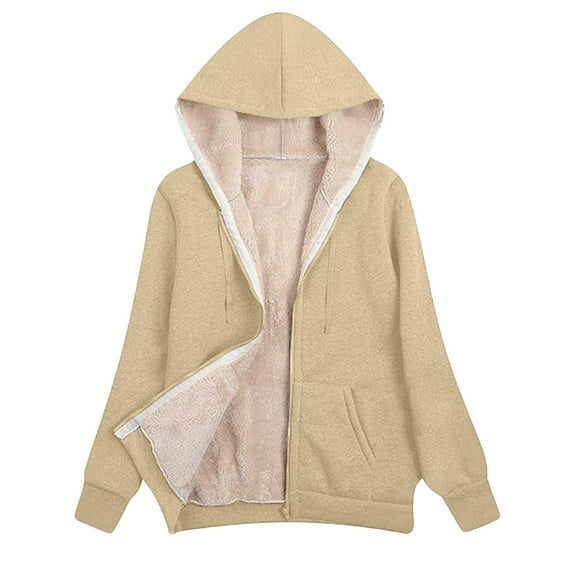 WENWU Womens Hoodie Long Sleeve Zip Hoodie Women Soft Hoodie Khaki Sweatshirt Women's Fall Jacket Comfy Clothes