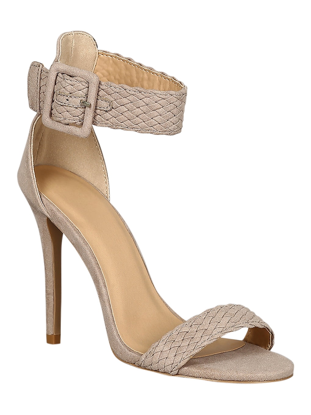 Women Braided Weave Ankle Strap Open Toe Stiletto Heel 18316 - Walmart.com