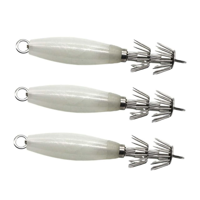3 anzuelos luminosos para calamar, señuelos de pesca para agua salada, señuelos que se hunden. Blanco