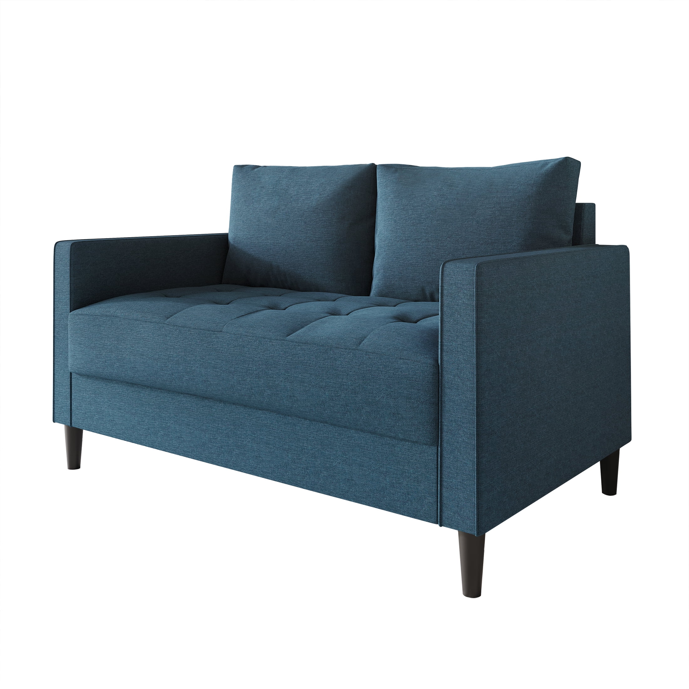 Castle Place Classic Linen Upholstered Loveseat, Blue