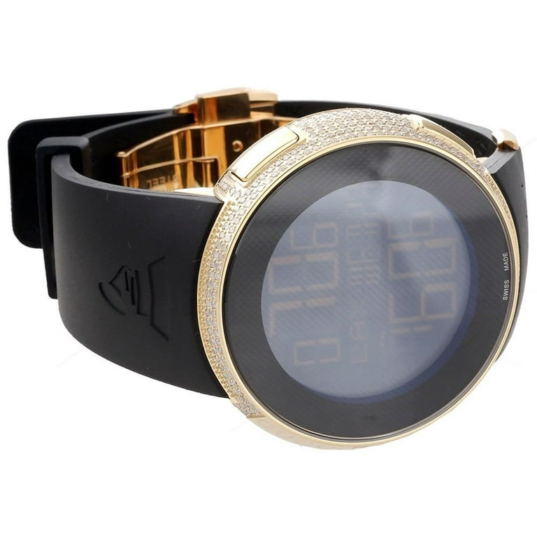 Gucci Custom New Mens I Digital Yellow Case Full Diamond Watch 7.5