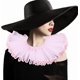 thumbnail image 5 of Cuello falso de tul fruncido rosa, estilo retro victoriano, renacentista, Dickens, medieval, con cordones desmontables, gorguera plisada, capa de organza transparente, cuello de payaso., 5 of 9