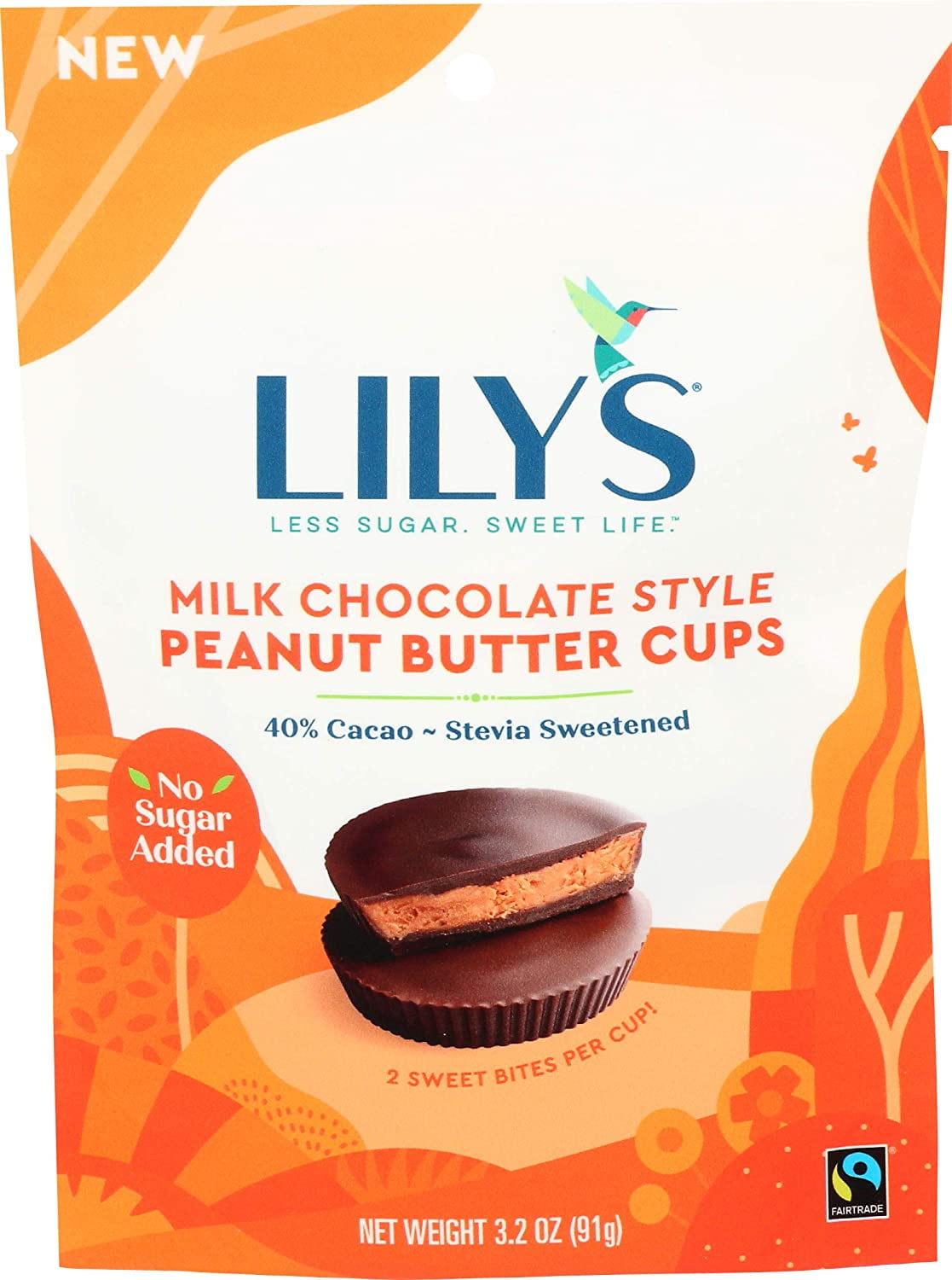 Lily's Milk Chocolate Peanut Butter Cups, 3.2 oz, 10 Count