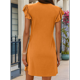 thumbnail image 5 of Vestido Tipo Chaleco Holgado con Escote en V Profundo, Plisado y Mangas de para Mujer, Color Naranja, Talla XXL, 5 of 6