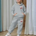 thumbnail image 7 of Toddler Girls Outfits Sets Boys Long Sleeve Solid Warm Hoodie Pullover Tops Pants Kids Sweat Suit Fall Girls Clothing Sets Grey Size 2-3T, 7 of 7