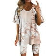 thumbnail image 2 of GERsome Womens 2 Piece Loungewear Sets Floral Print V Neck Pullover Tops and Biker Shorts Workout Sport Tracksuit S-3XL, 2 of 4