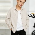 thumbnail image 2 of Mercatoo Teen Boys Girls Corduroy Long Sleeve Shirt with Pockets Kids Casual Button Down Jacket Youth Lightweight Lapel Shacket, 2 of 9