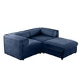 thumbnail image 6 of Chenille 2-Seater Sofa with Ottoman Storage Seat, Cylindrical Backrest and Armrests, Modern Fabric Loveseat Featuring Hidden Storage Space (Blue), 6 of 11