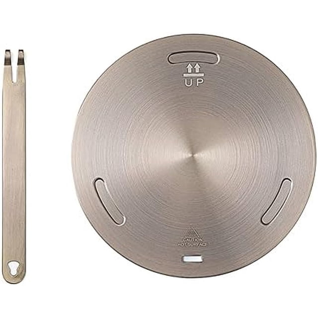 Plaque de Diffusion de Chaleur - Plaque Adaptateur en Acier Inoxydable pour Plaque de Cuisson en Verre, Diffuseur de Chaleur pour Cuisinière à Gaz Électrique avec Poignée Détachable, 6.3 Pouces