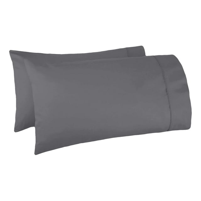 Texas Linen Co. Juego De 2 Fundas De Almohada 100% Algodón Egipcio Tamaño Estándar/Queen De 2 Fundas De Almohada De 1000 Hilos, Fundas De Almohada Transpirables Y Refrescantes, Color Gris Oscuro, Jueg