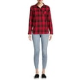 thumbnail image 3 of Time and Tru Women's Button Down Flannel Shirt with Long Sleeves, Sizes XS-3XL, 3 of 5