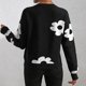 thumbnail image 5 of Suéter de cuello redondo para mujer, suéter con estampado floral, blusa de punto de manga larga y cuello redondo para mujer, 5 of 6