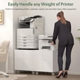 thumbnail image 4 of Metal Office Storage Cabinet, Rolling File Table for Printers, Heavy-Duty mobile Desk with Adjustable Shelf, Printer Stand for Copier, Fax, Large File Stands for Office, Workplace, White, 4 of 18