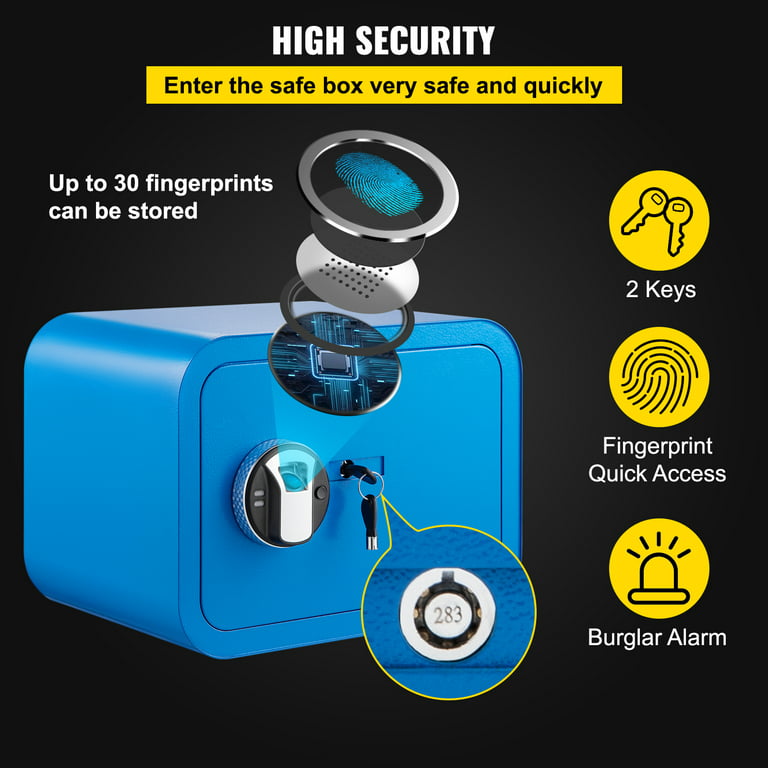 VEVORbrand Security Safe Box 1 CU.FT Money Safe with Fingerprint Lock and  Key Lock, Alloy Steel Home Safes with 2 Keys, Wall-Mounted Security Safe  for
