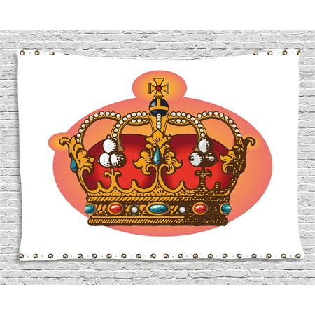- Queen Tapestry, Victorian Baroque Style Crown Design Coronet Adornments Engravings Emperor Monarch, Wall Hanging for Bedroom Living Room Dorm Decor, 60W X 40L Inches, Multicolor, by Ambesonne