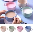 thumbnail image 2 of 4 Pack Wheat Straw Milk Cup, Unbreakable Tableware Reusable Water Mug Simple Breakfast Drinking Cup Camping Tea Beverage Mug Coffee Mug Bathroom Cups,Blue,Green,Pink,Beige, 2 of 9