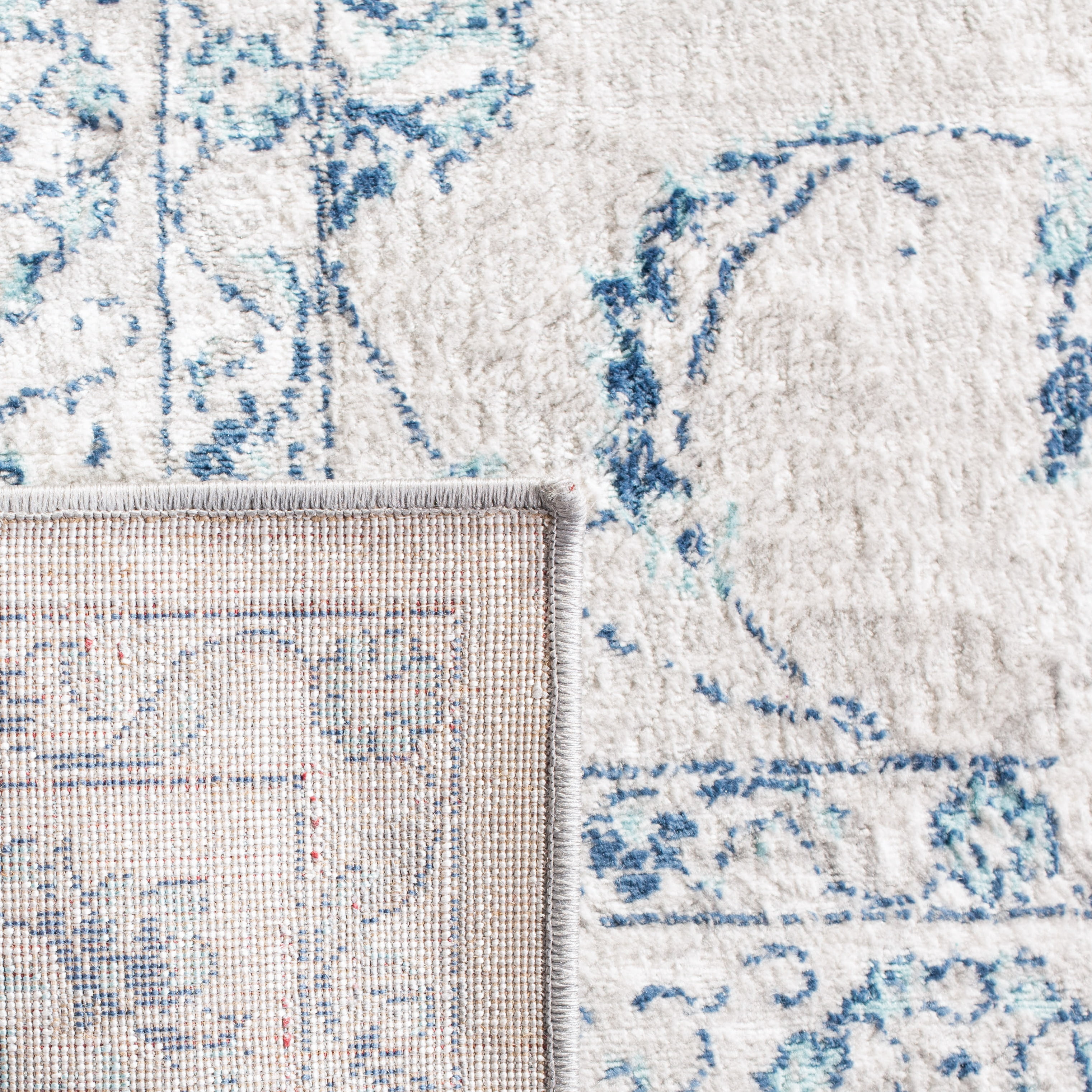 SAFAVIEH Brentwood Aloysius Oriental Runner Rug, Light Gray/Blue, 2' x 8'
