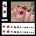 thumbnail image 3 of Fofosbeauty 24pcs Press on False Nails,Fake Nails for Gifts,Square Toe Flower Checkerboard Pink, 3 of 9