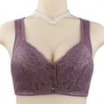 thumbnail image 6 of SMihono No Underwire Lace Bras for Women Sponge Cup Front Closure Bras for Seniors Plus Size Full Coverage Bras No Wire Bras Purple 20, 6 of 7